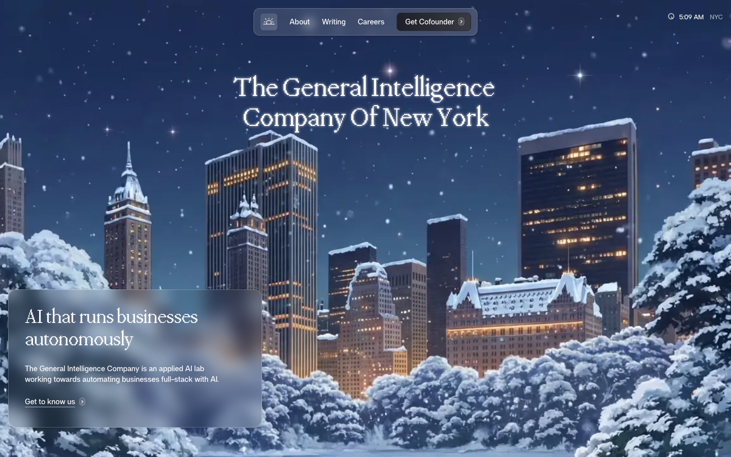 Screenshot of https://www.generalintelligencecompany.com
