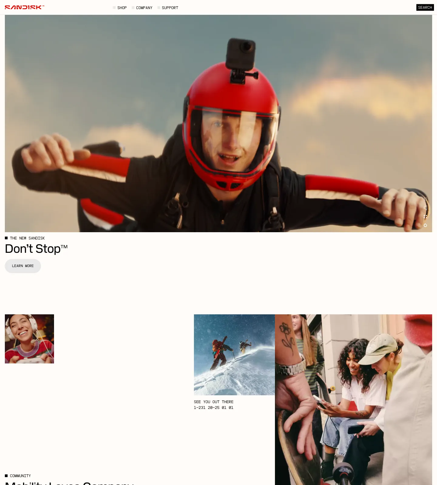 Screenshot of https://sandisk.com